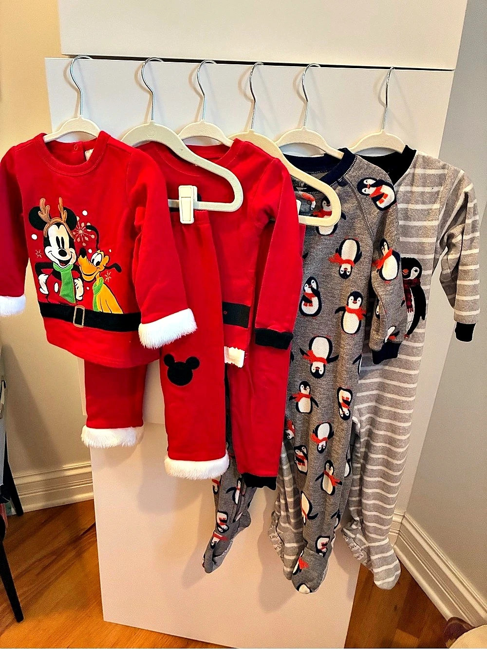 2T Holiday & Winter Pajama Bundle- Mickey Christmas, Santa, Penguins Sleepers